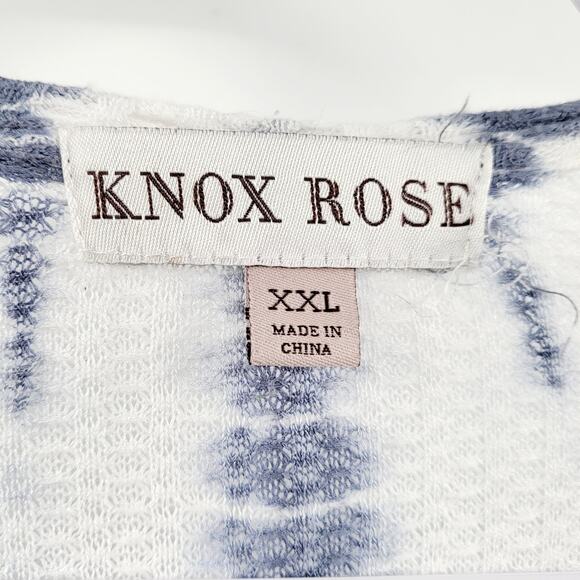 Knox Rose White & Blue Tie-Dye Long Flare Sleeves Cardigan Women's Plus Size XXL - Picture 4 of 5